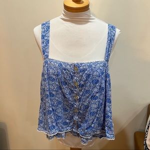 Free People Blue Paisley Top